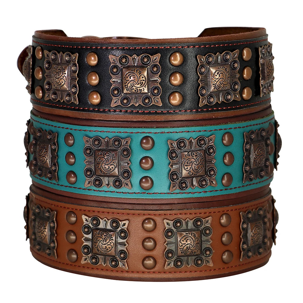 Collier en Cuir Véritable Rivet en métal