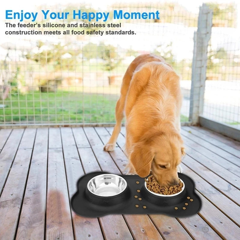 Gamelle double pour chien avec polymères en silicone