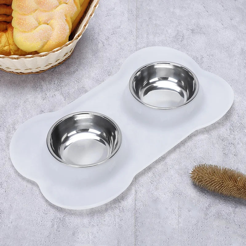 Gamelle double pour chien avec polymères en silicone