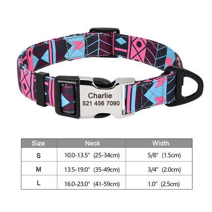 Personalized Dog Accessories Collar Nylon Printed Pet Puppy Collar Dog ID Collars Free Engraved ID for Small Medium Large Dogs