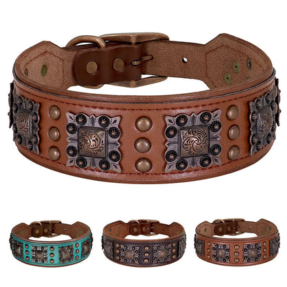 Collier en Cuir Véritable Rivet en métal