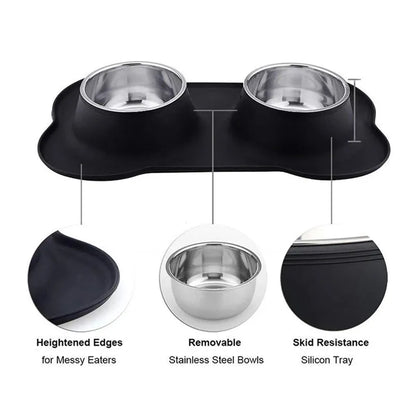 Gamelle double pour chien avec polymères en silicone