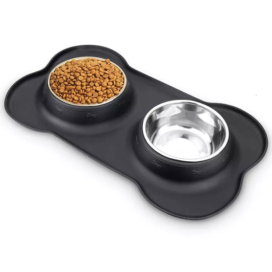 Gamelle double pour chien avec polymères en silicone